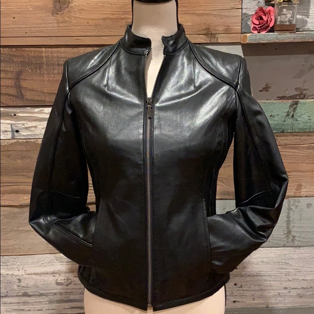 Black Leather Bomber Jacket